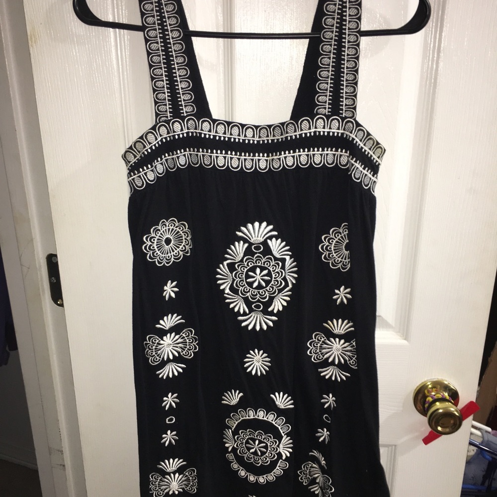 Black dress with white designs